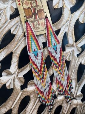 Boho/Western Handmade Multicolor Beaded Fringe Earrings - Boho Statement